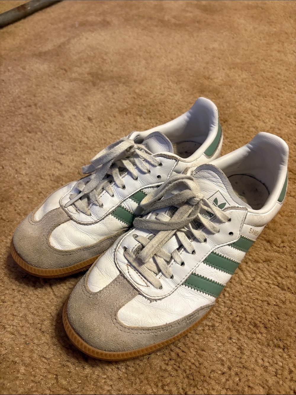 adidas orthalite White Sneakers with Green Stripes and Gum Sole
